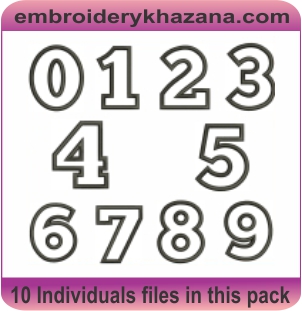 0 9 Number Applique Embroidery Pack