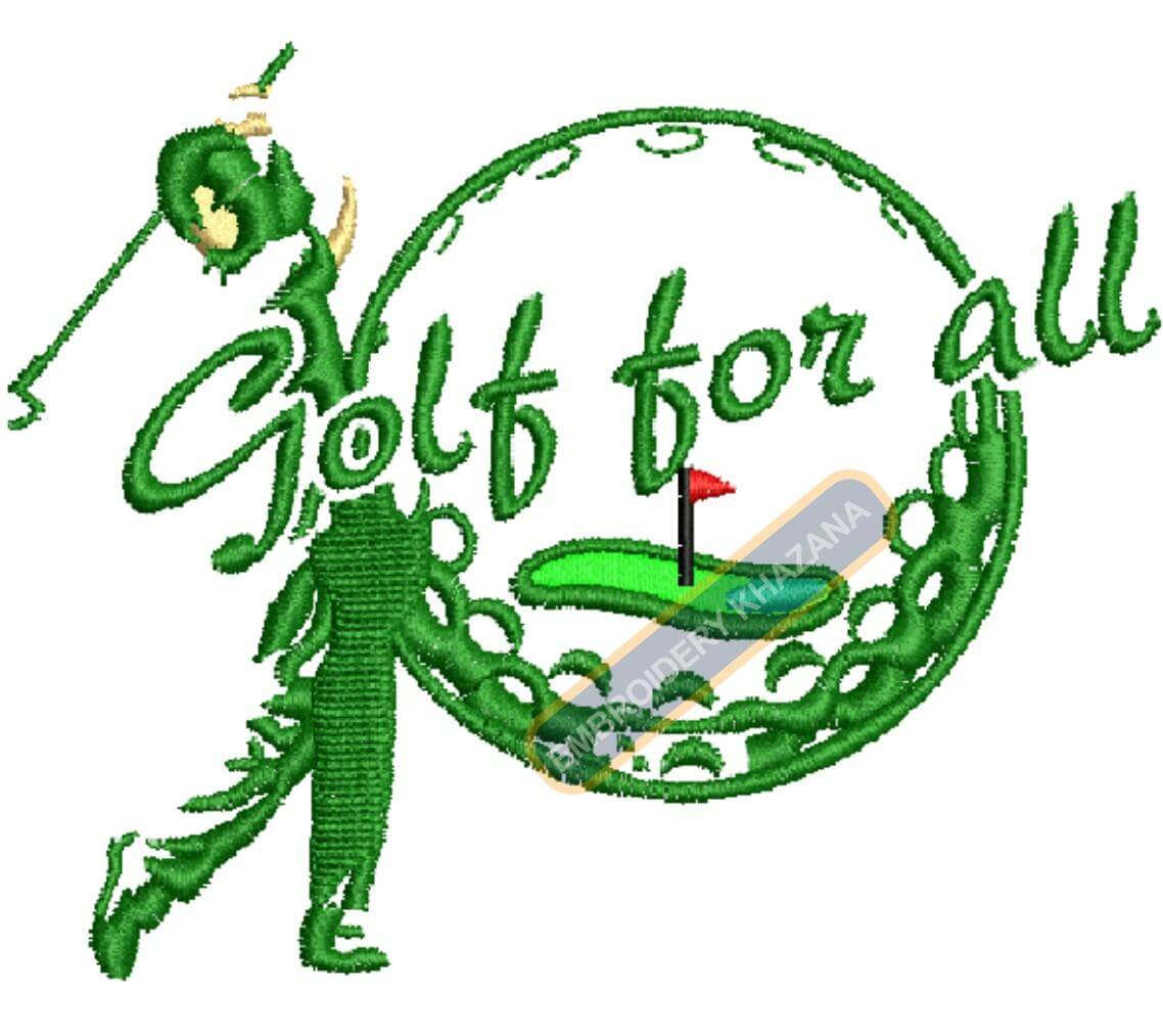 Golf For All Club Embroidery Design