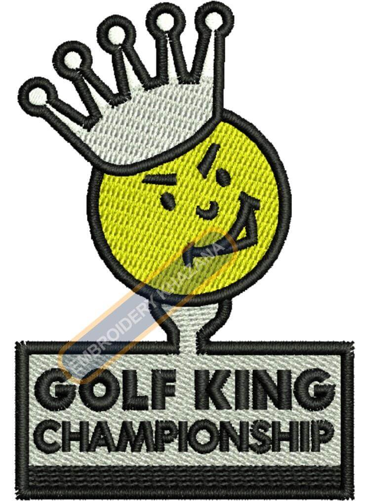 Golf King Embroidery Design