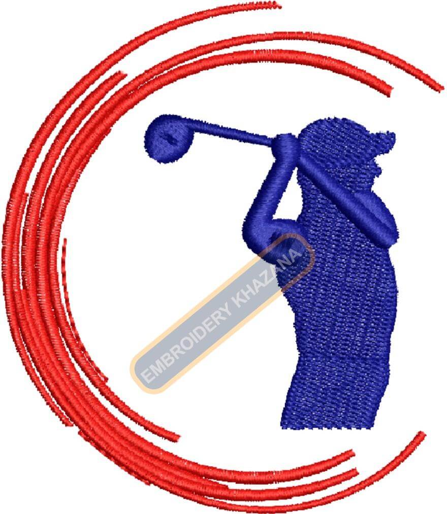 Golf Man Machine Embroidery Design