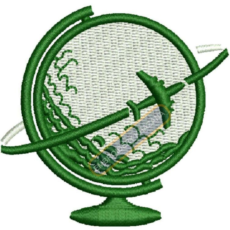Golf With Globe Embroidery Design