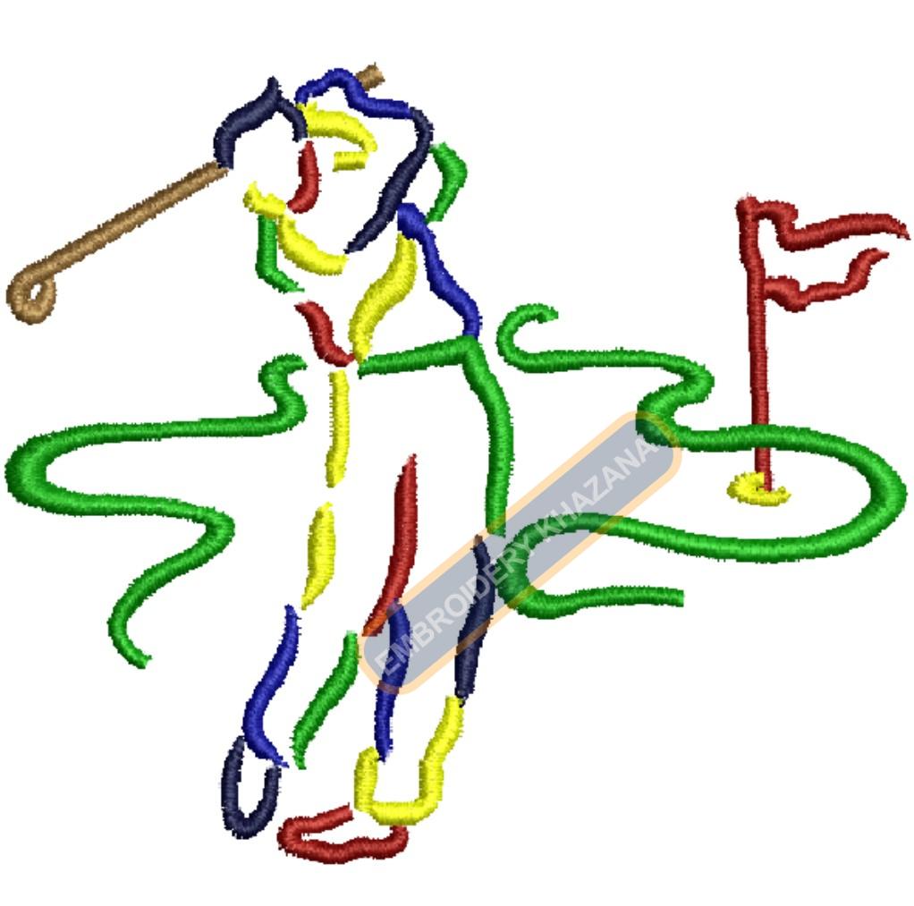 Ireland Golfer Embroidery Design