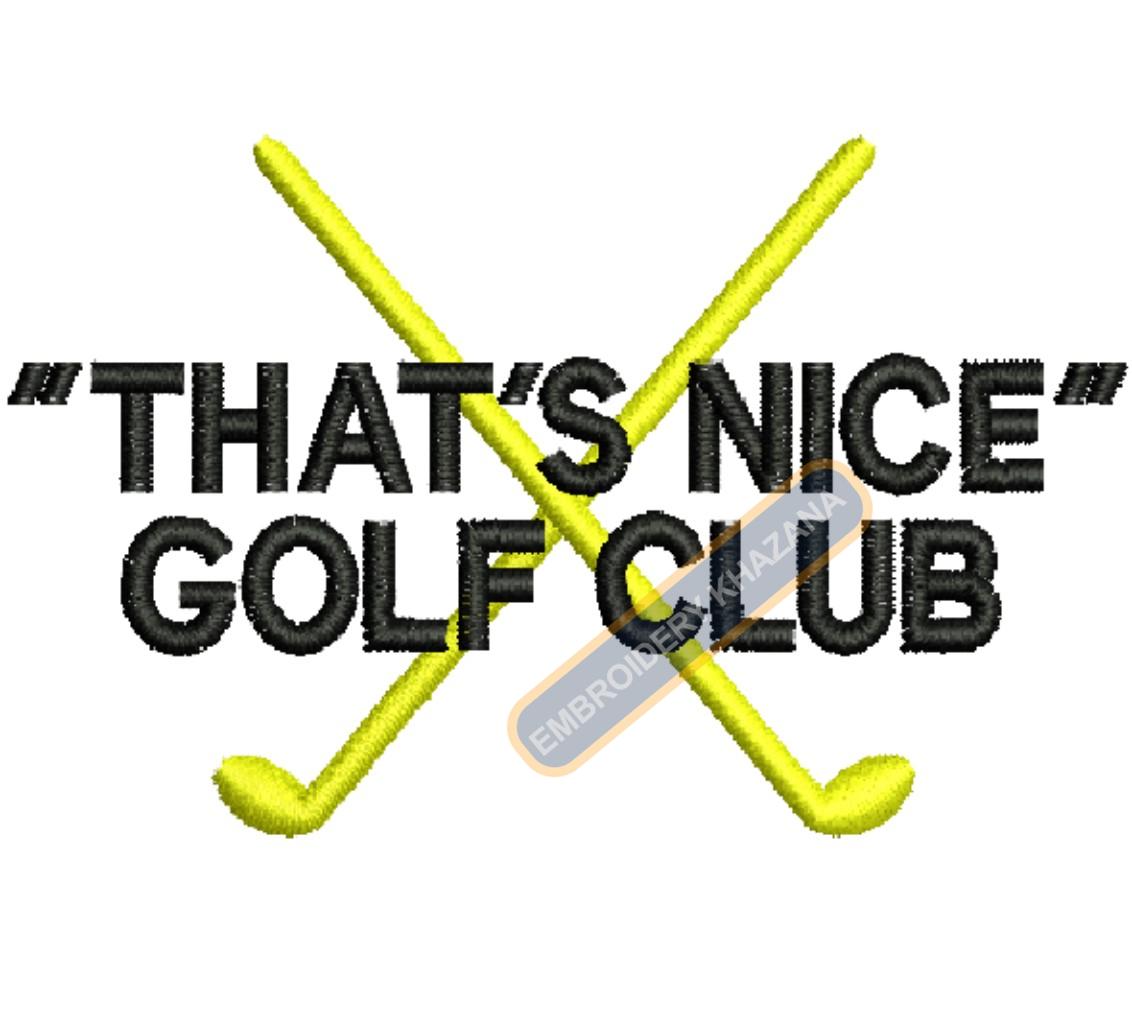 Nice Golf Club Embroidery Design
