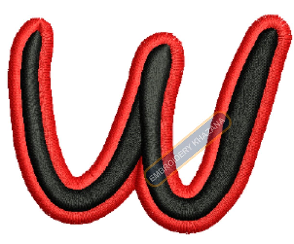 3D PUFF Letter W With Outline Embroidery Design