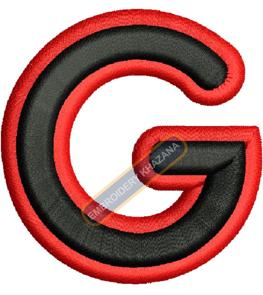 Foam Letter G With Outline Embroidery Design