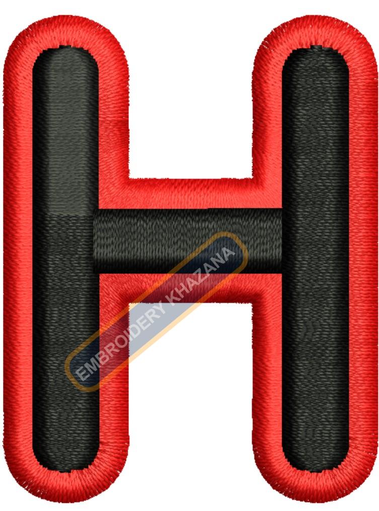 Foam Letter H With Outline Embroidery Design