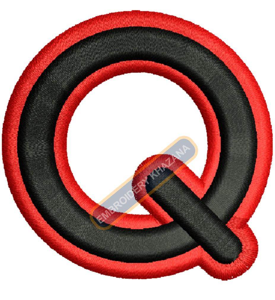 Foam Letter Q With Outline Embroidery Design
