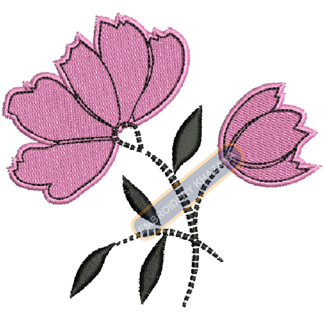 Pink Flower Machine Embroidery Design