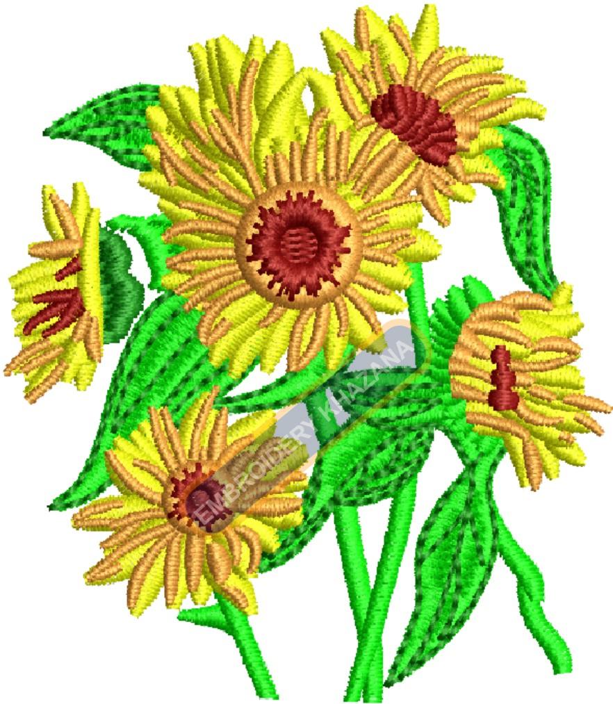 Sun Flower Machine Embroidery Design