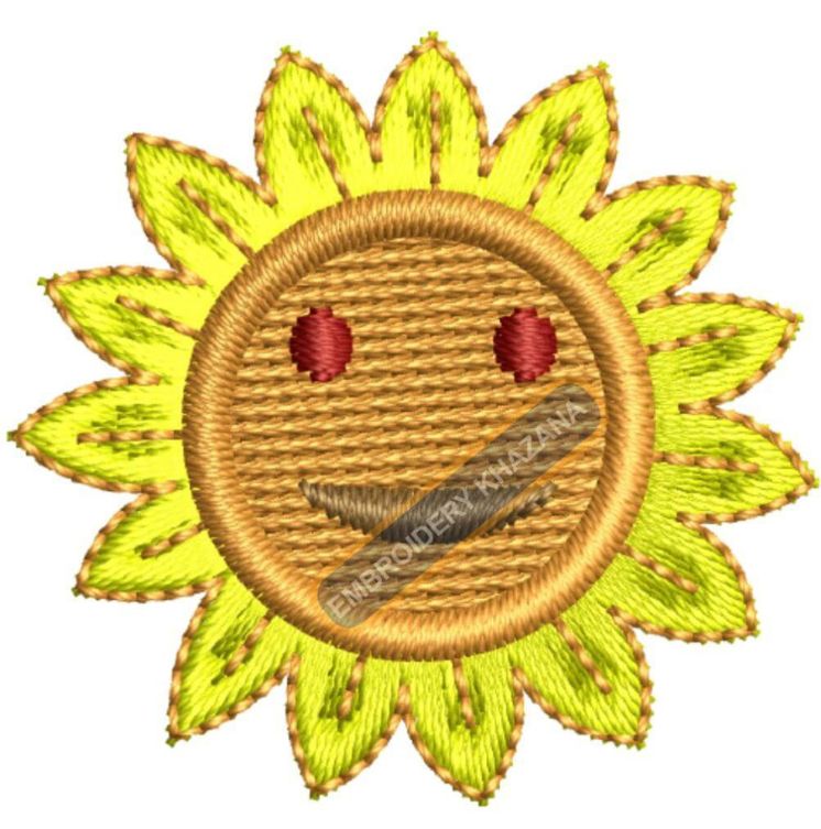 Sun Flower With Face Embroidery Design