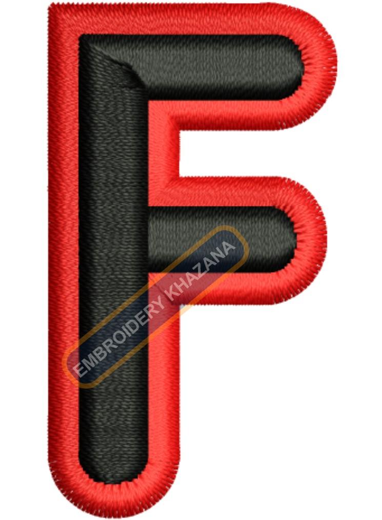 Foam Letter F With Outline Embroidery Design