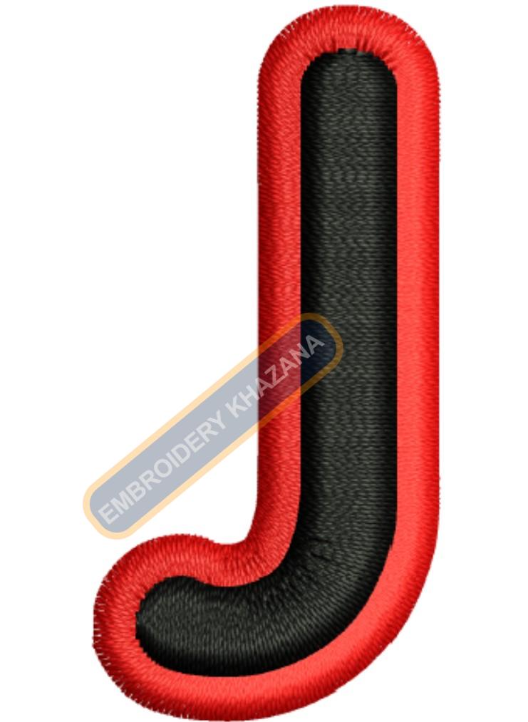Foam Letter J With Outline Embroidery Design