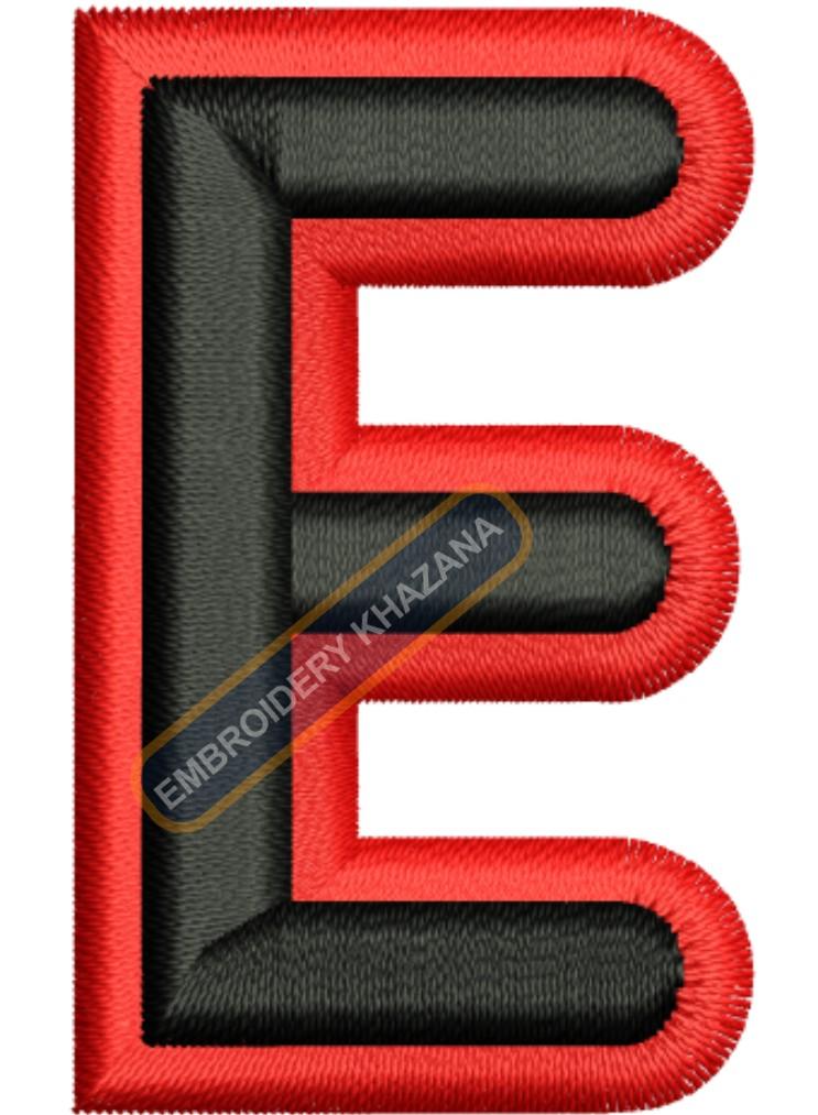Foam Letter E With Outline Embroidery Design