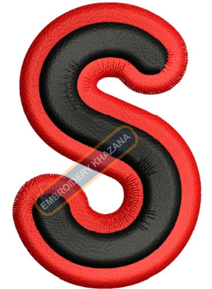 Foam Letter S With Outline Embroidery Design