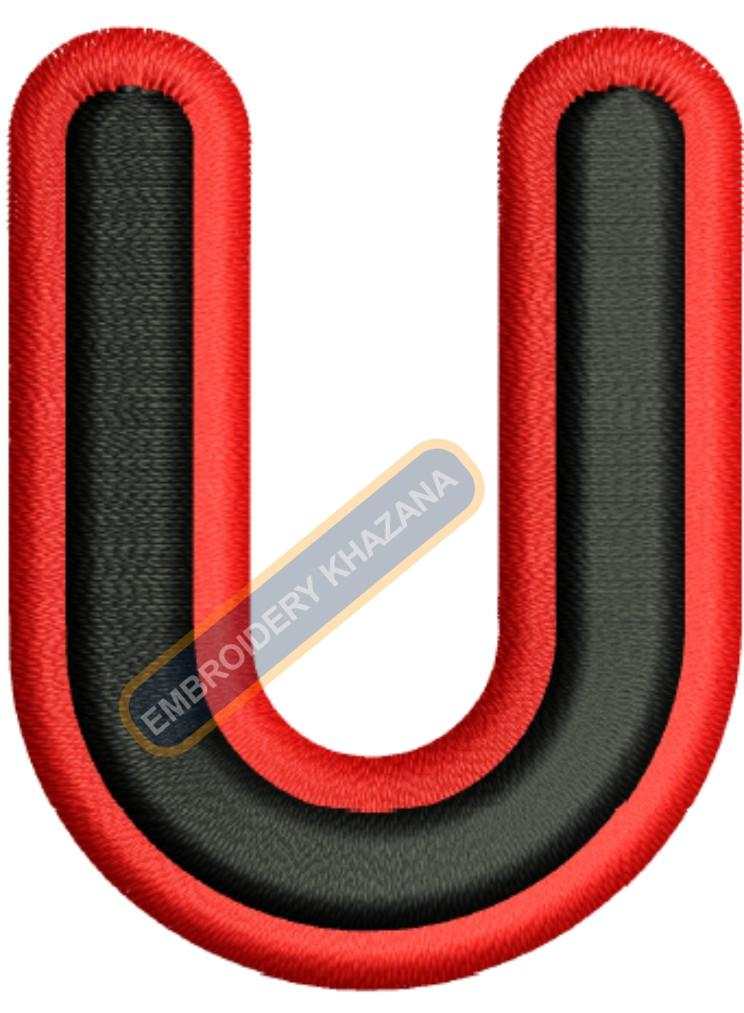 Foam Letter U With Outline Embroidery Design