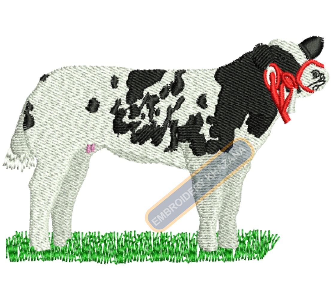 Cow Alfie Embroidery Design