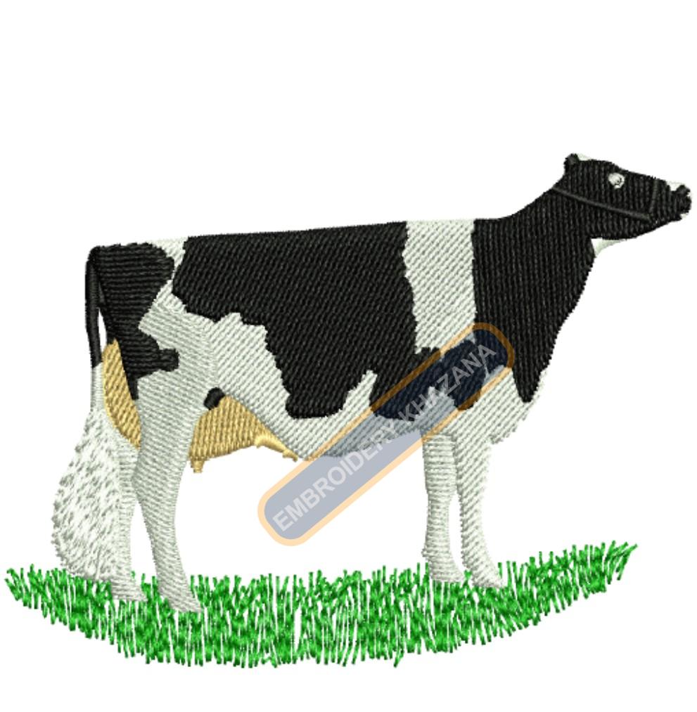 Cow Black And White Embroidery Design