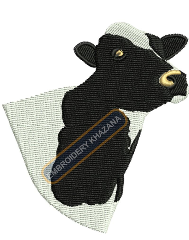 Cow Head Embroidery Design