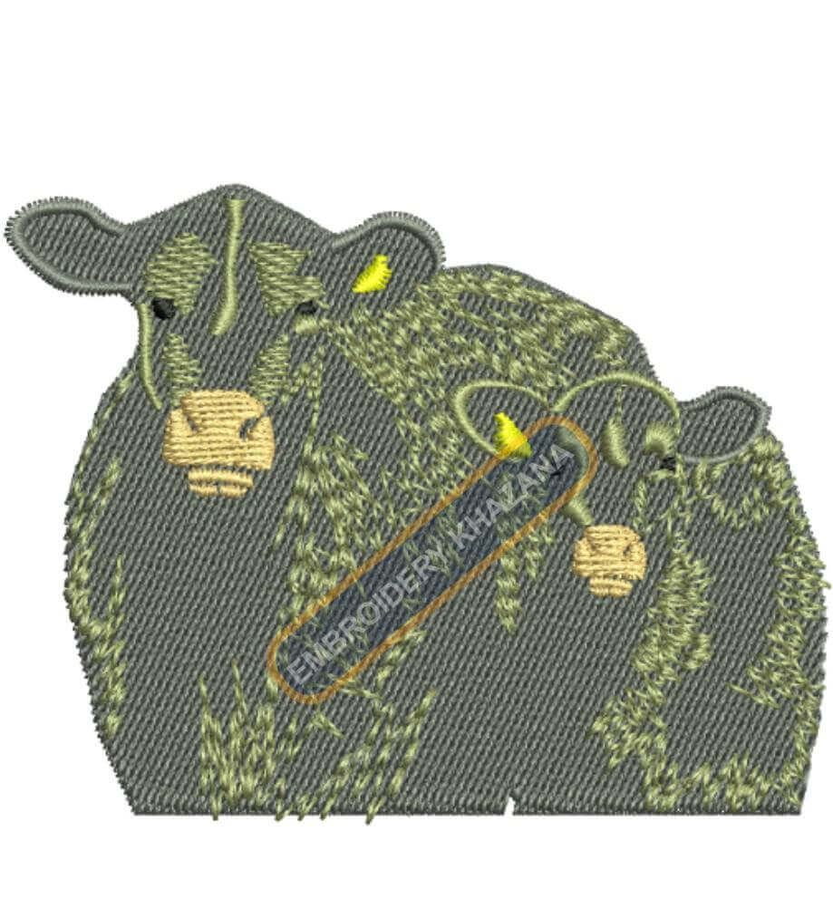 Cow With Calf Embroidery Design