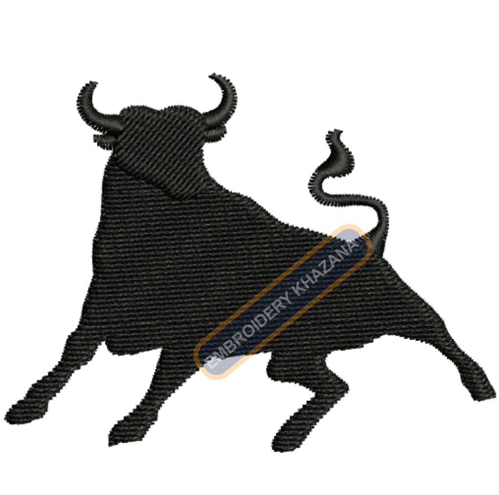 Black Bull Machine Embroidery Design