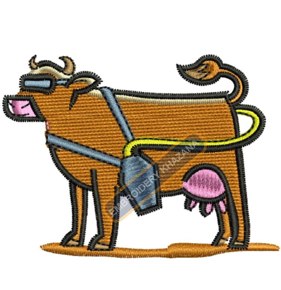 Stylish Cow Embroidery Design
