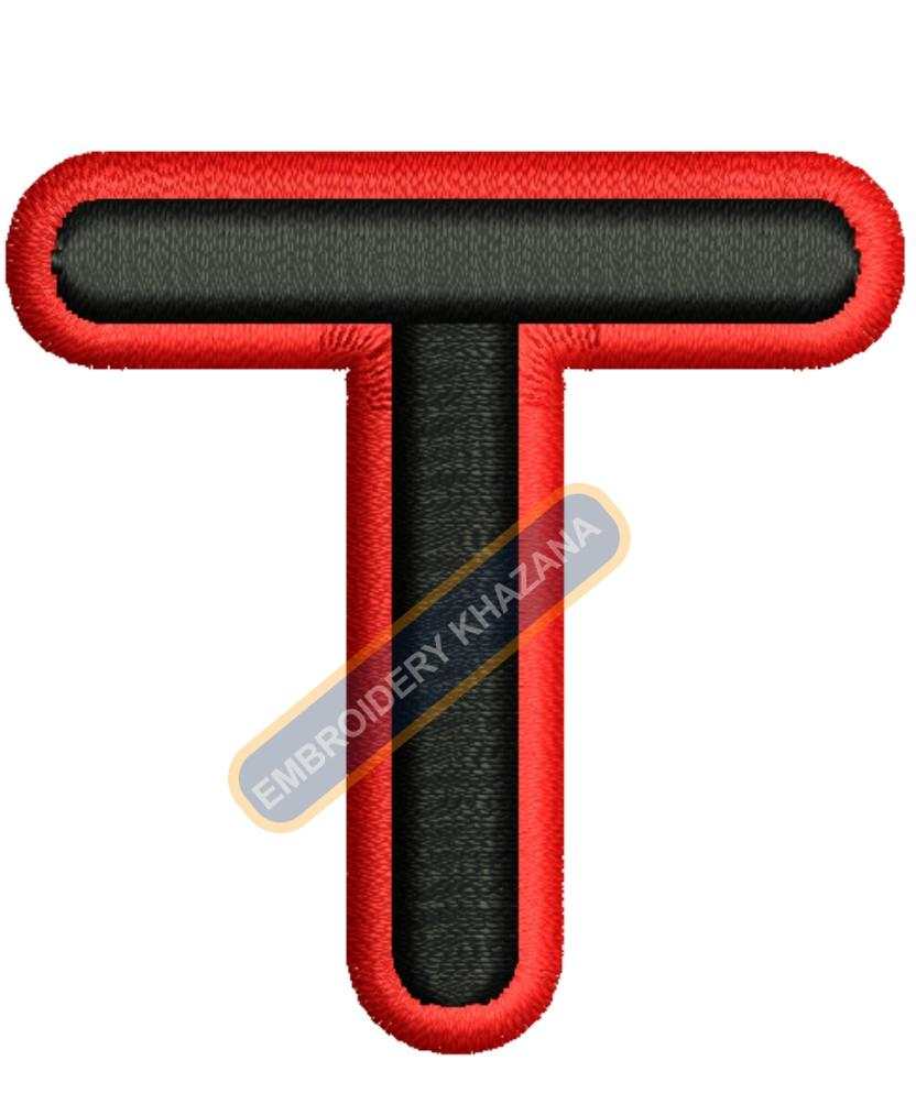 Foam Letter T With Outline Embroidery Design