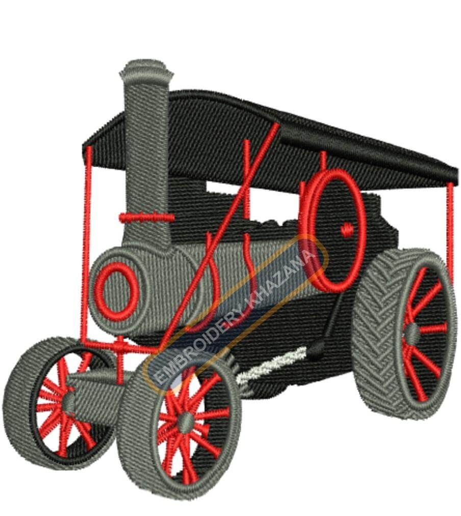 Old Steam Engine Embroidery Design