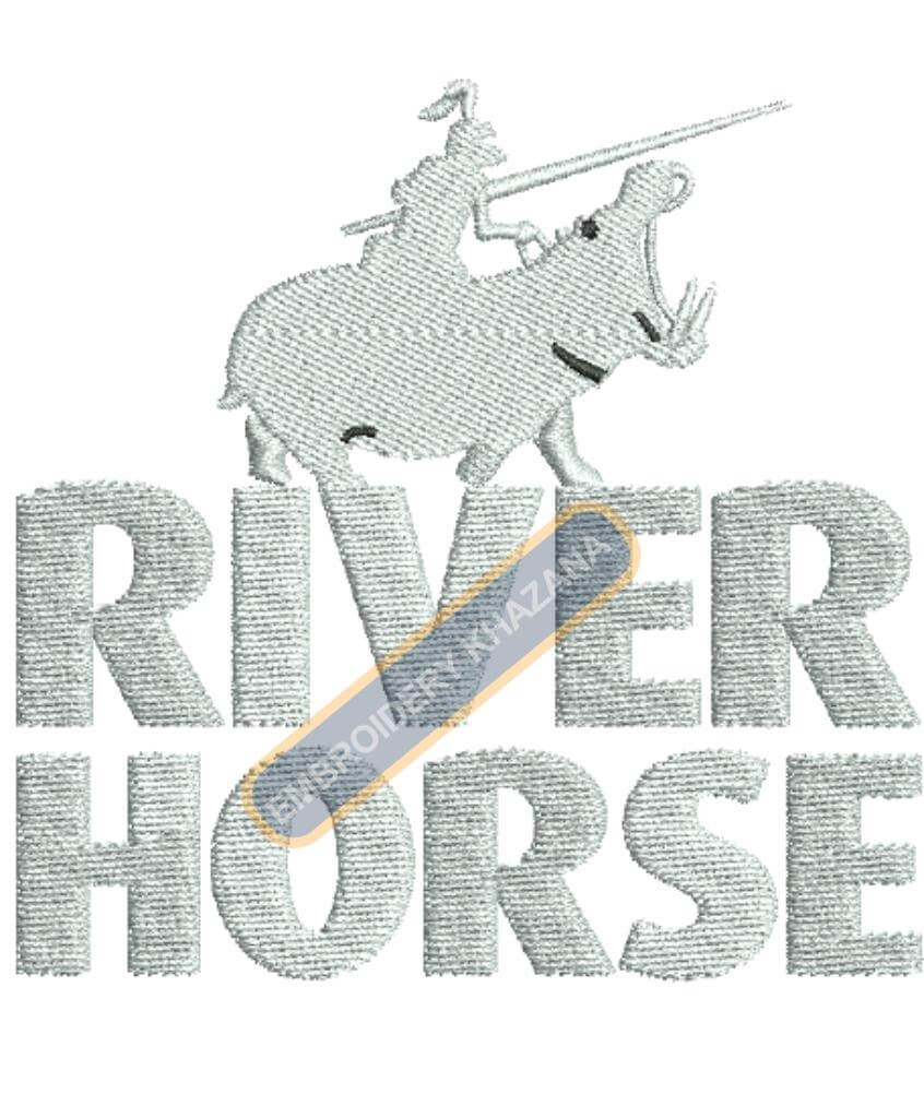 River Horse Embroidery Design