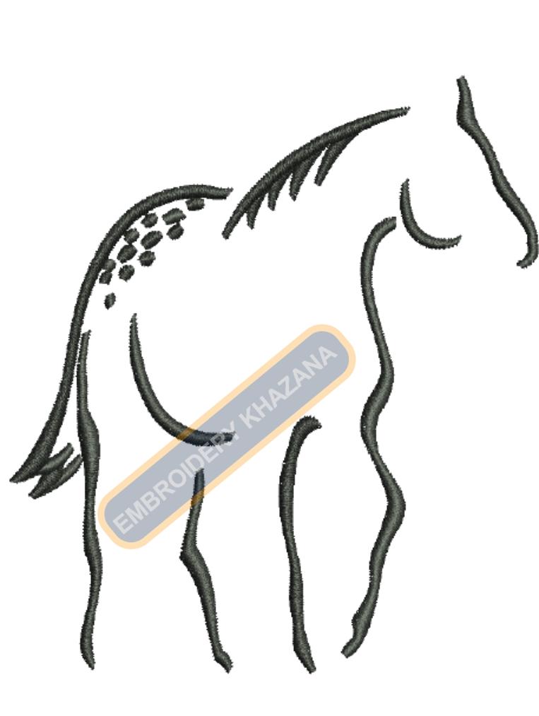 Cartoon Sketch Horse Machine Embroidery Design 4 Hoop Sizes by Billz Embroidery Cartoon Sketch Horse Embroidery Design