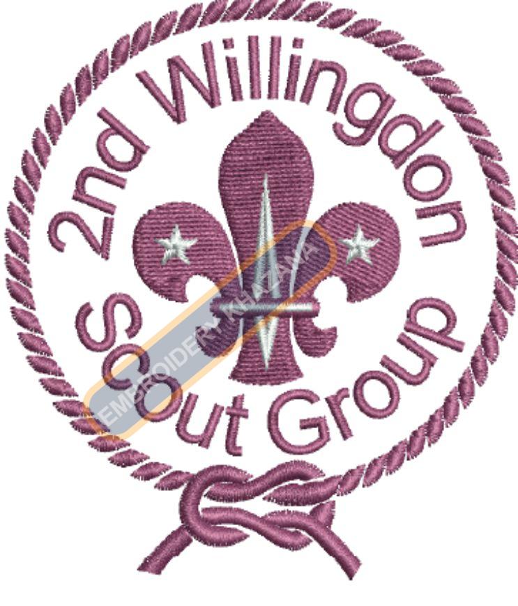 world scout woven badge embroidery design