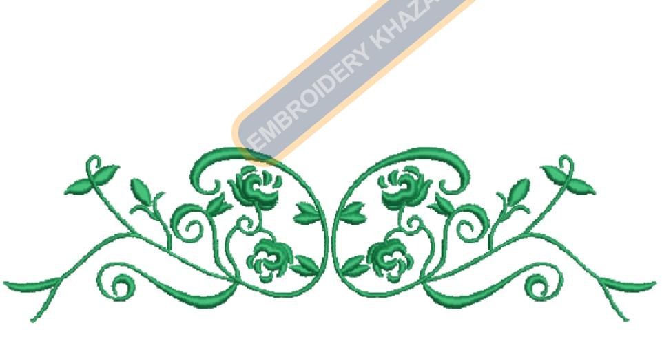 Green Floral Embroidery Design