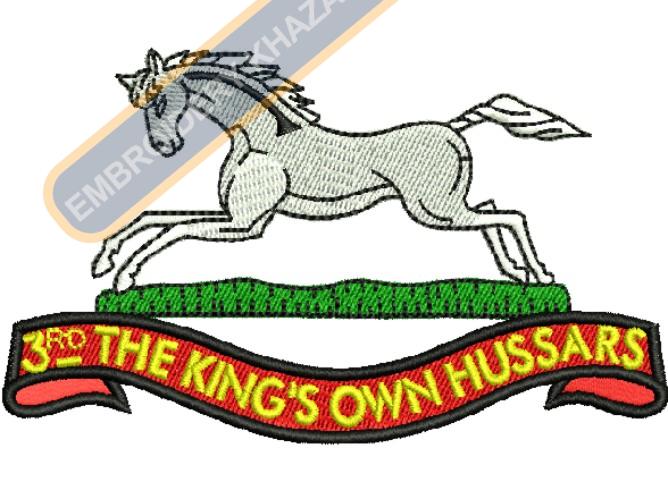 3rd king own hussars badge embroidery design