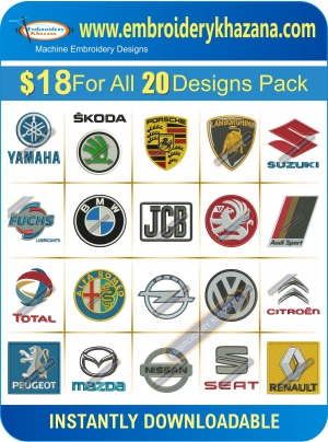 Car Company pack Logos Embroidery Design Set 1