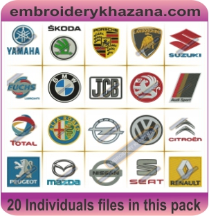 Car Company pack Logos Embroidery Design Set 1