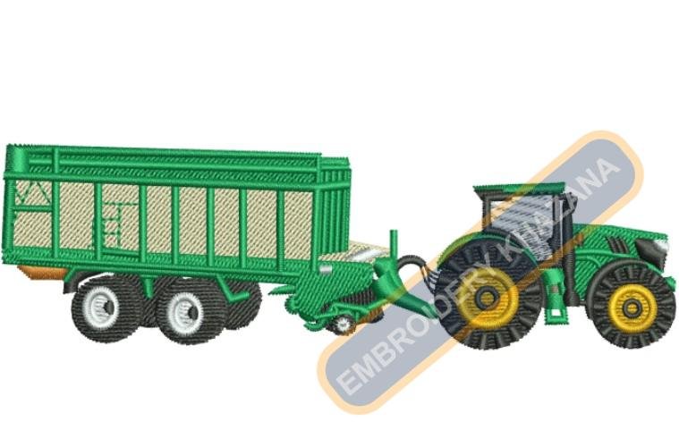 tractor with trolley machine embroidery design pattern