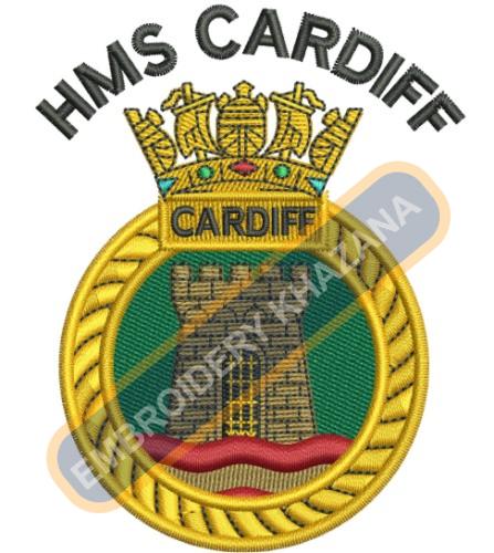 Hms Cardiff crest embroidery design