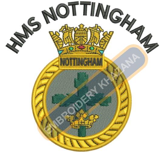 Hms Nottingham military crest embroidery design