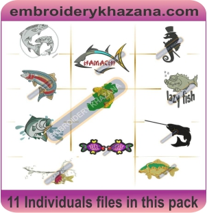 Fish  embroidery Design Pack  2