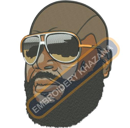 Free Rick Ross Face Embroidery Design