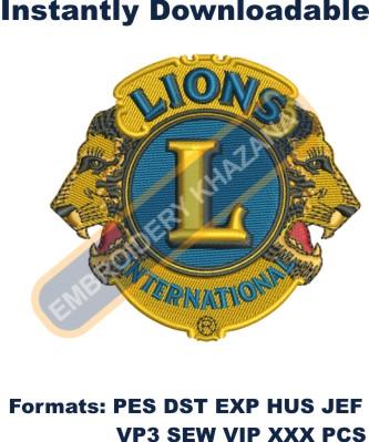 Lions Club Logo embroidery design