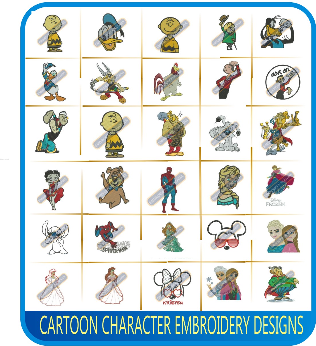 Cartoon Character Embroidery Designs
