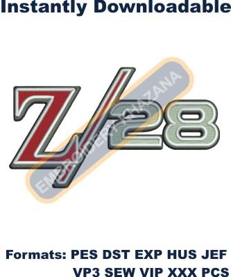 Chevrolet Camaro Z28 logo embroidery design