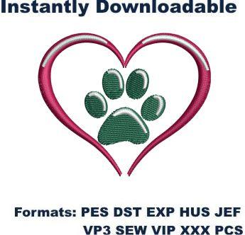 Paws with Heart embroidery design