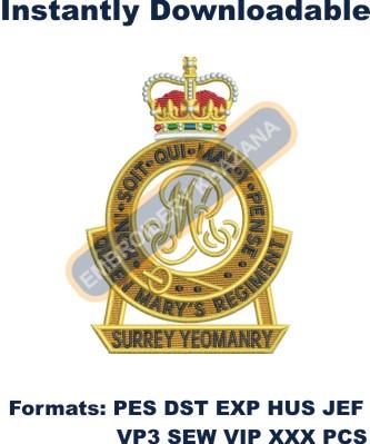surrey yeomanry cap badge embroidery design