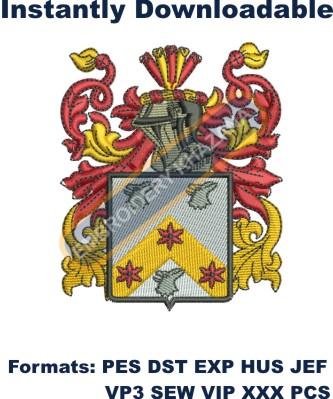 Family crest coat of arms embroidery design