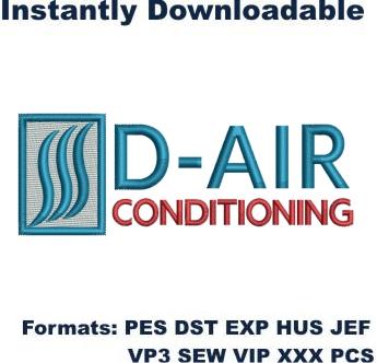 d air conditioning logo embroidery design