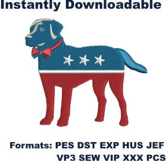 American Patriotic Dog Embroidery Design