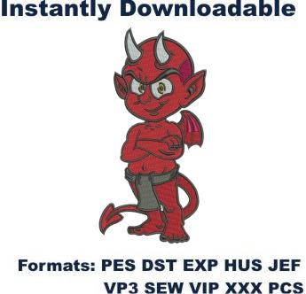 Red Devil back size machine embroidery file