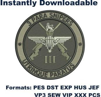 3 Para Snipers utrinque paratus logo embroidery design