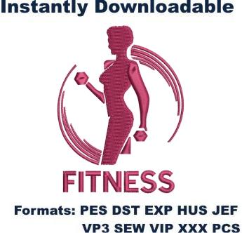 Fitness logo or emblem with muscled woman